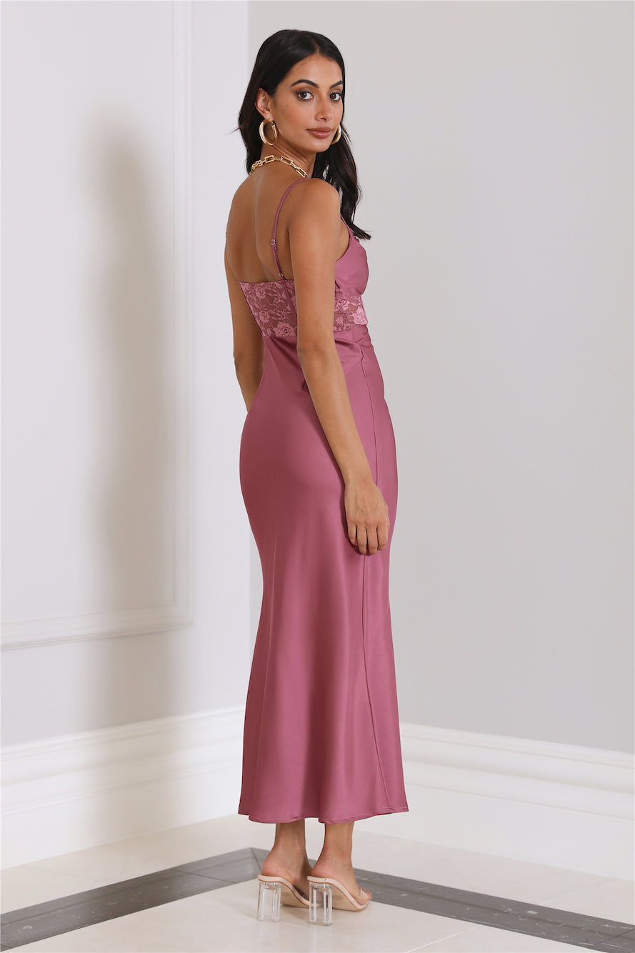 Dressing To Impress Satin Maxi Dress Rose