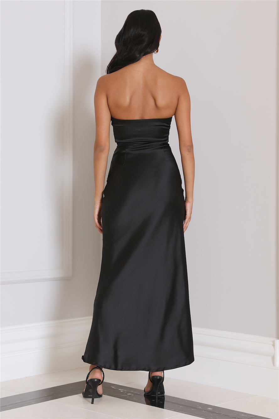 Loves Luxe Satin Maxi Dress Black