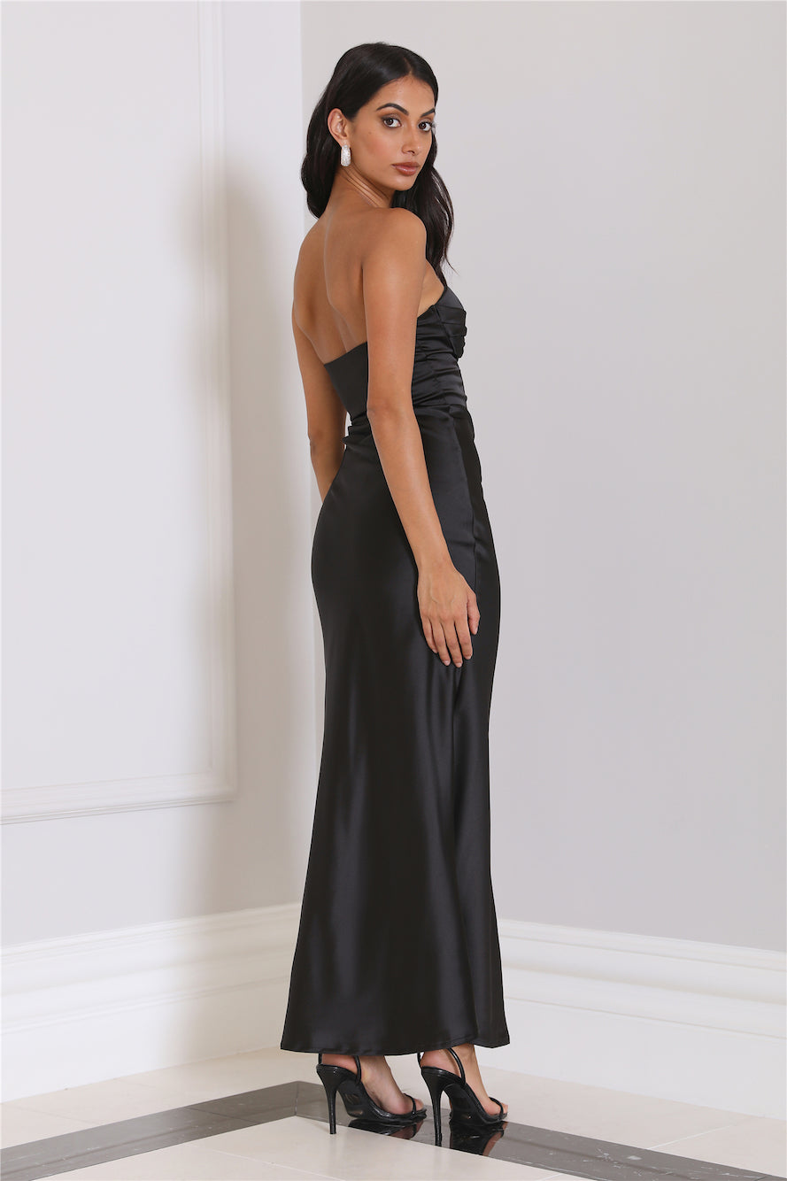 Loves Luxe Satin Maxi Dress Black