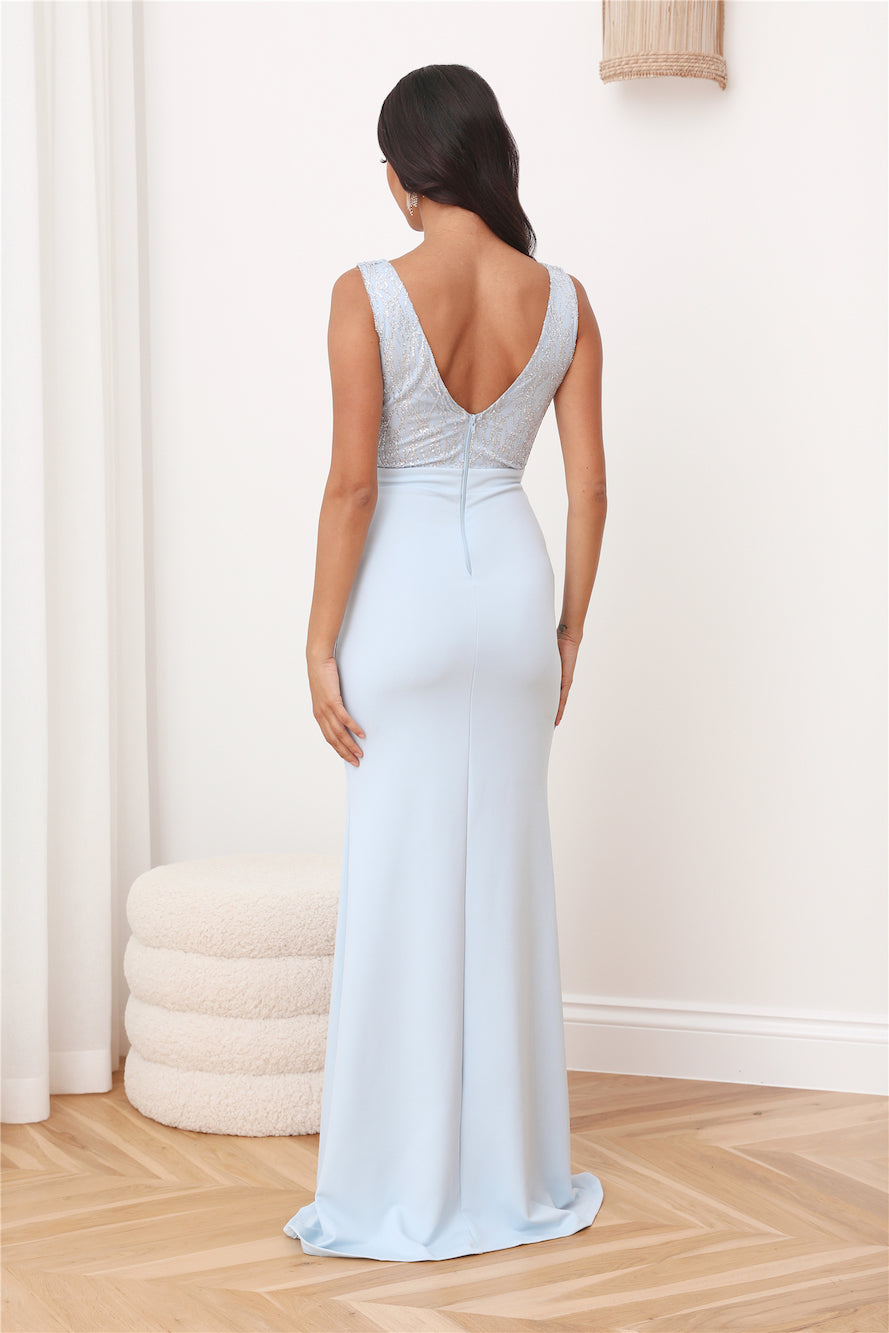 Everyone's Focus Glitter Maxi Dress Blue
