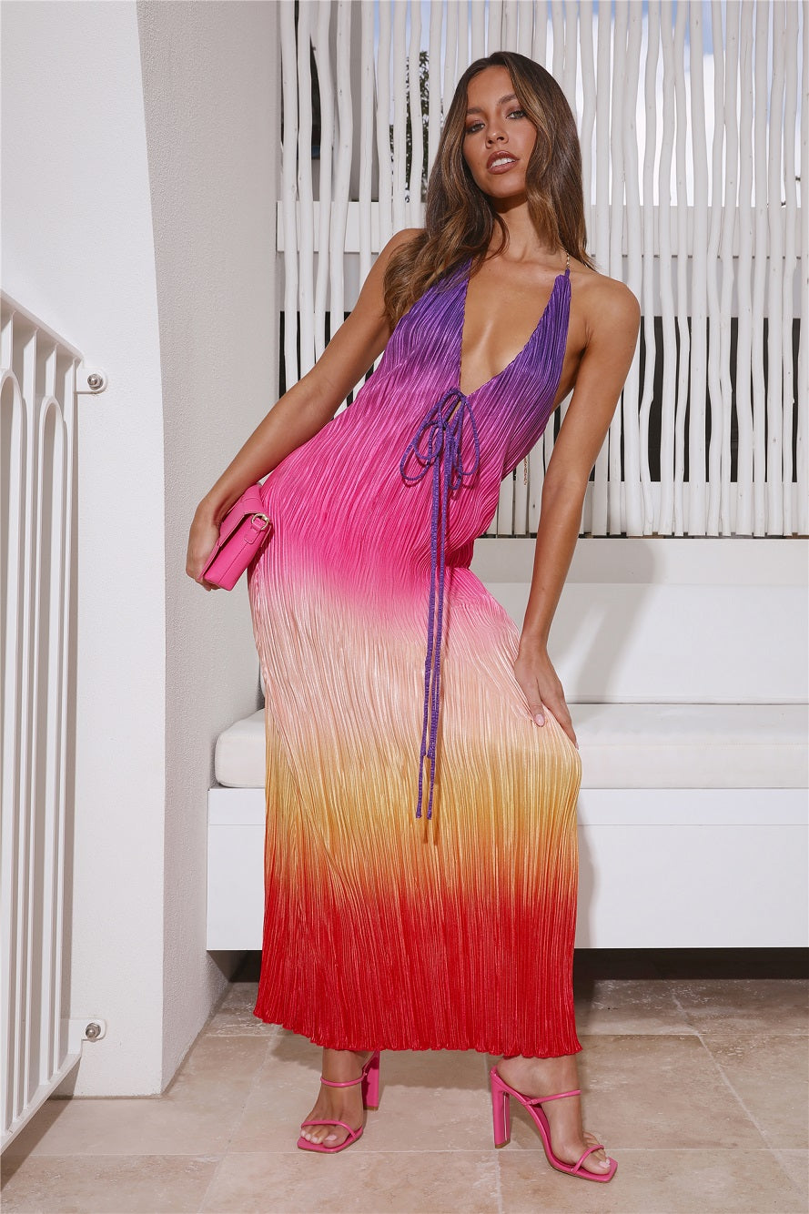 Lovers At Sunrise Maxi Dress Pink