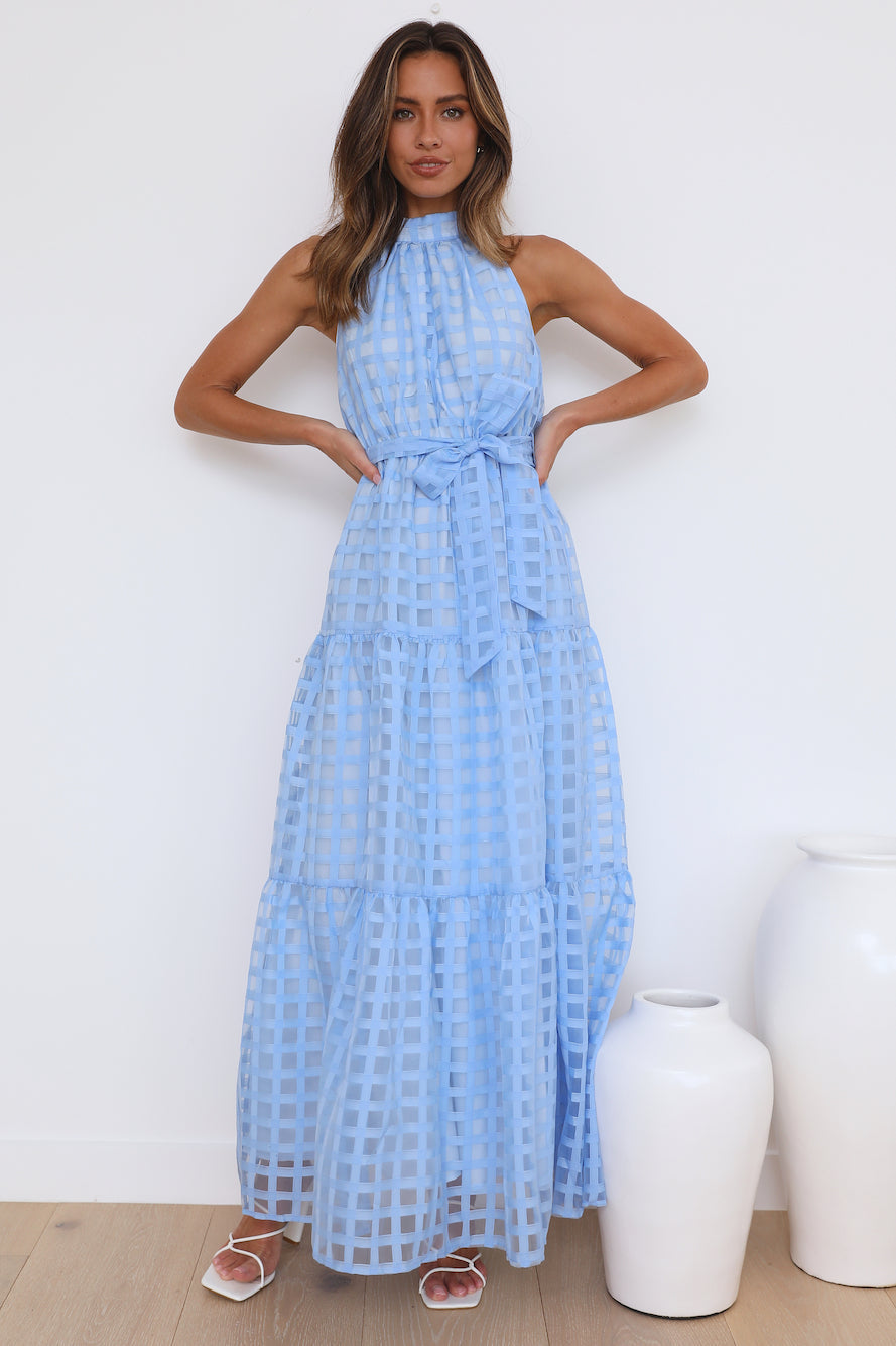 Summertime Picnic Maxi Dress Blue