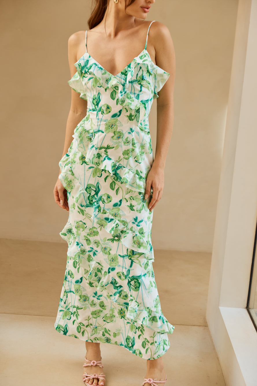 Palm Paradise Maxi Dress Green