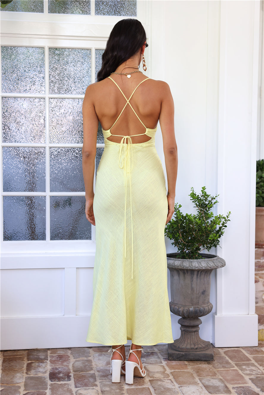 Coastal Resort Linen Maxi Dress Yellow