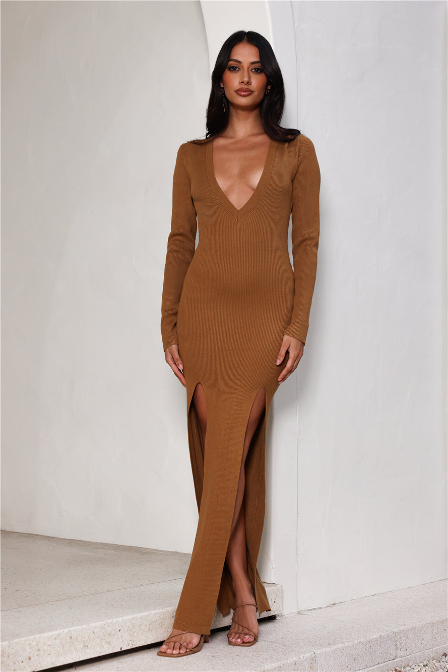 LIONESS Opulence Maxi Dress Camel