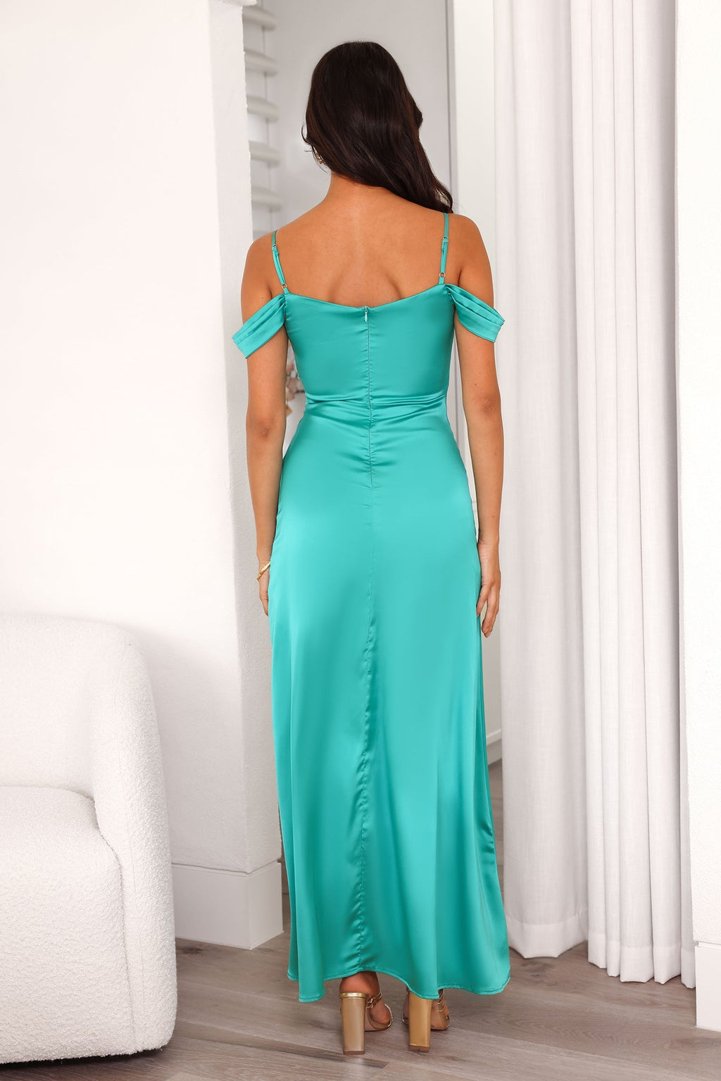 Luxury Affair Satin Maxi Dress Green