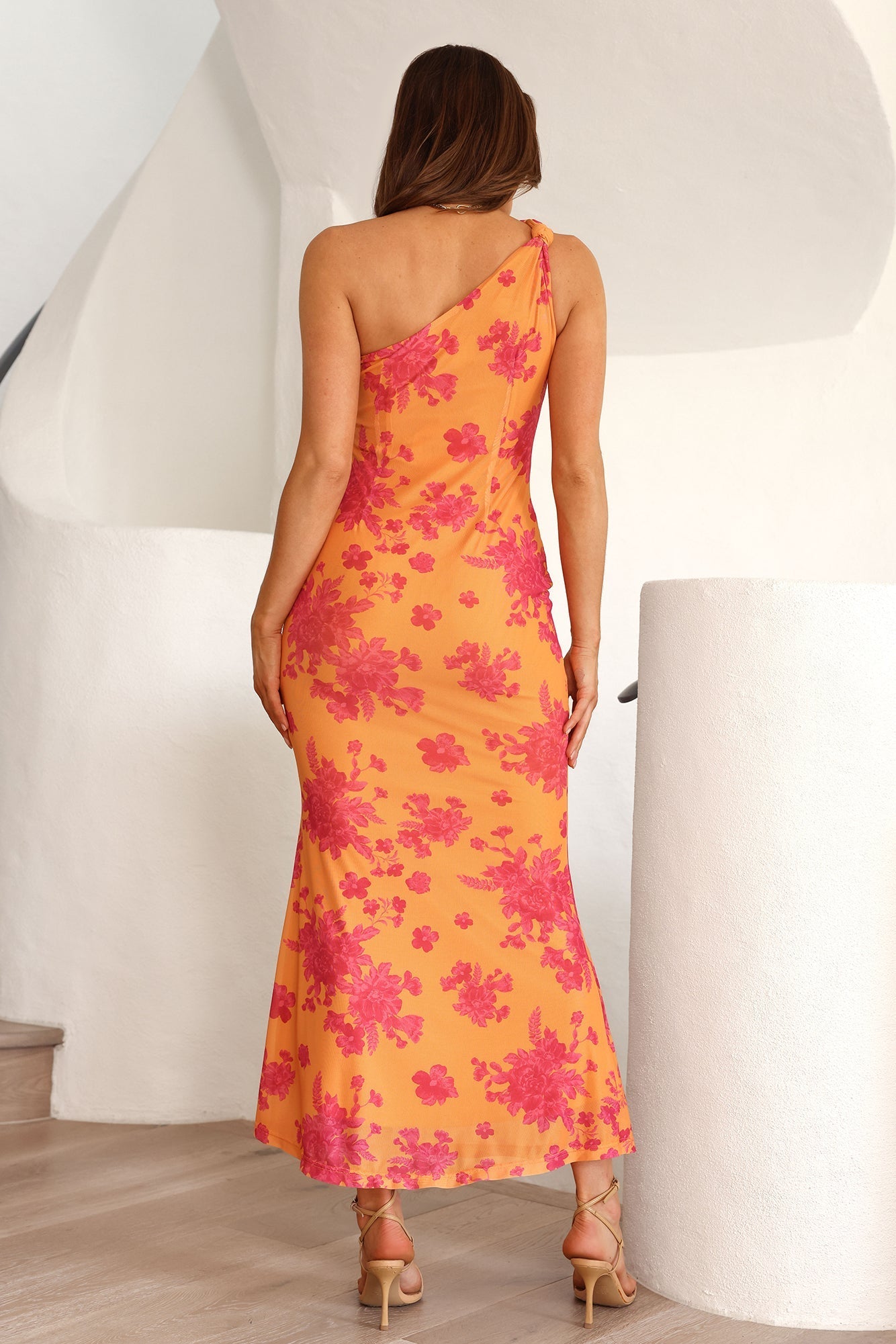 Mission To Impress One Shoulder Mesh Maxi Dress Orange