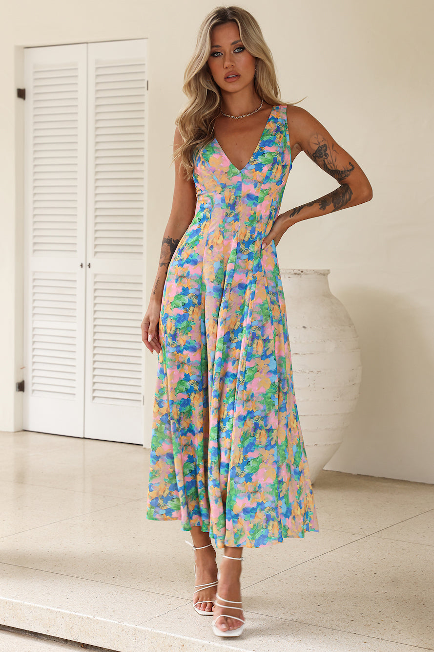 Blissful Luxuries Midi Dress Multi