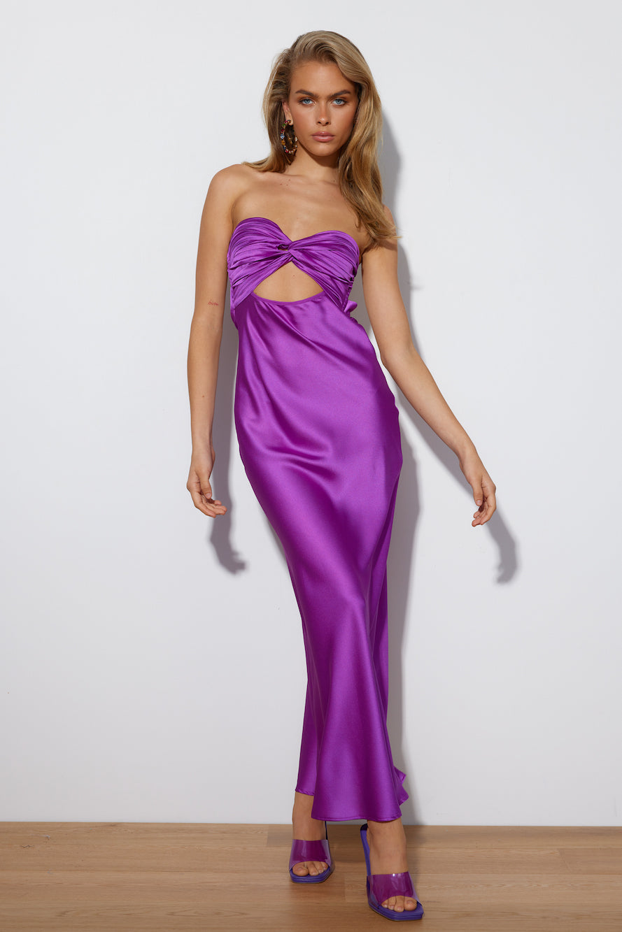 Curious Love Satin Maxi Dress Purple