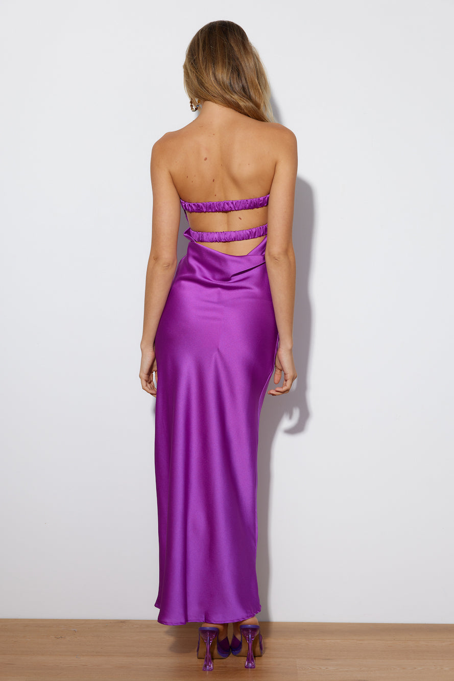 Curious Love Satin Maxi Dress Purple