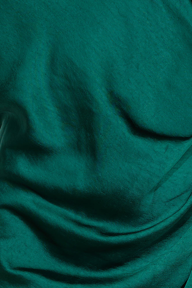 Dressed To Impress Satin Midi Dress Forest Green