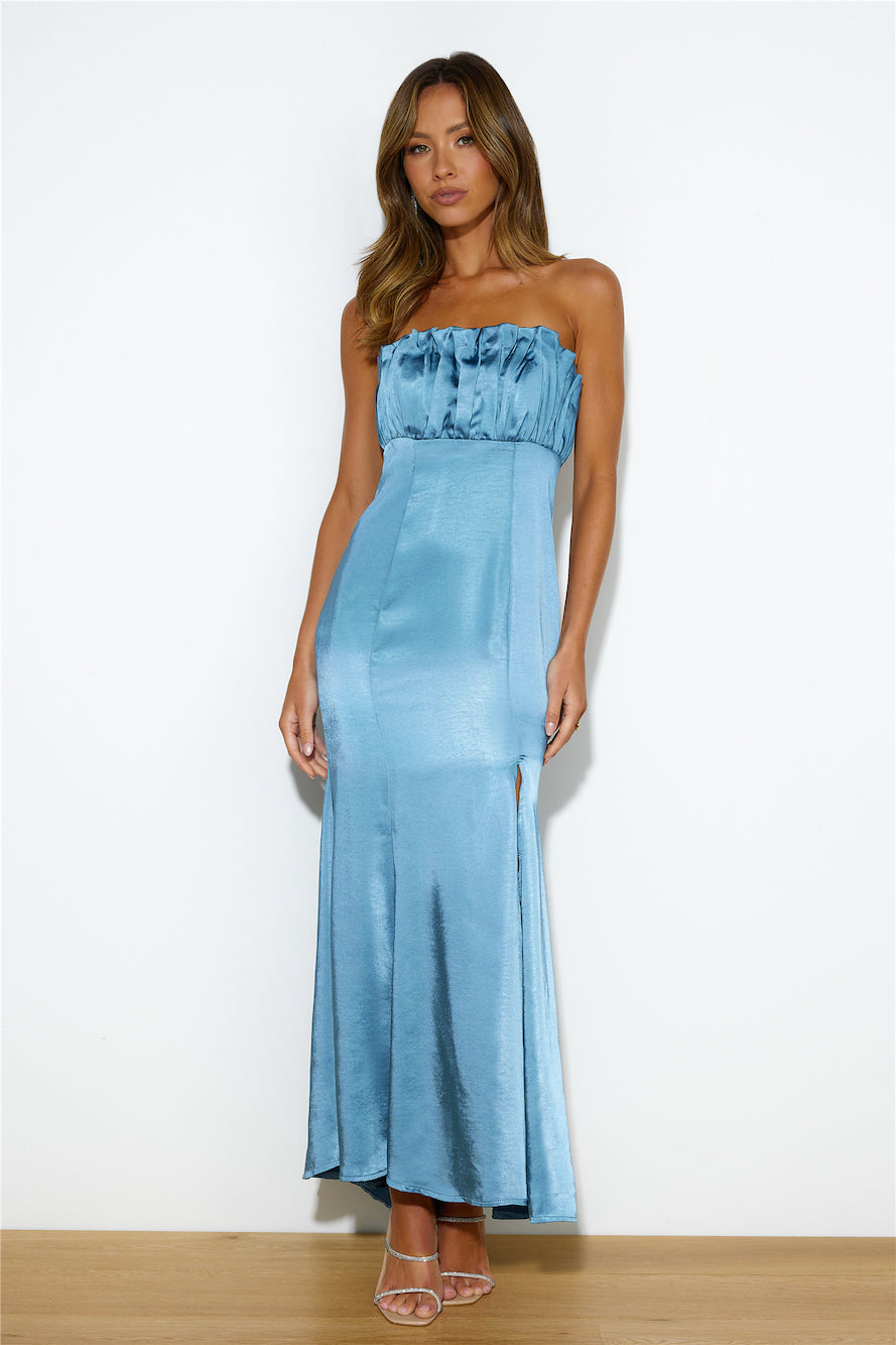 Own The Dance Satin Midi Dress Midnight Blue