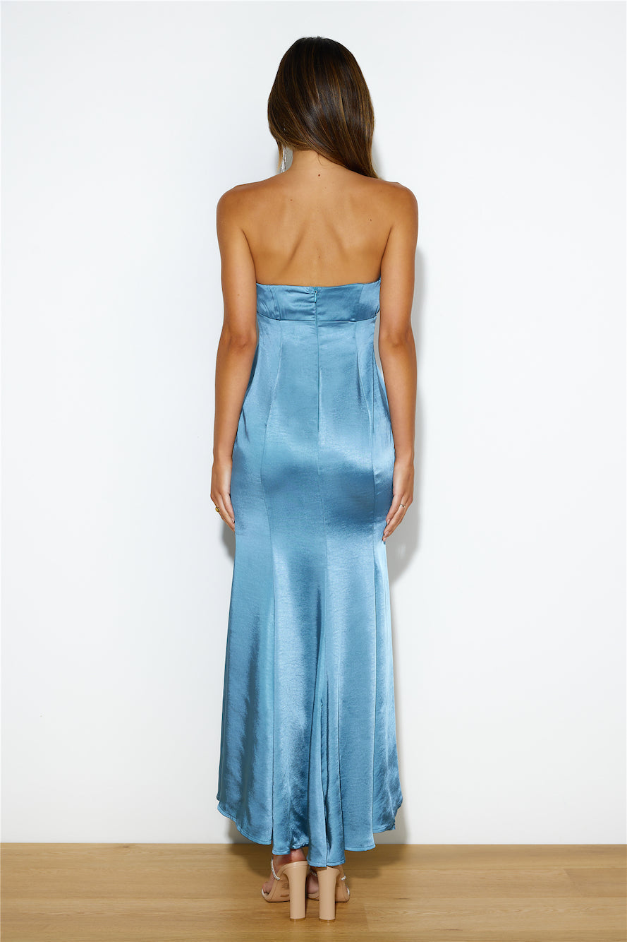 Own The Dance Satin Midi Dress Midnight Blue