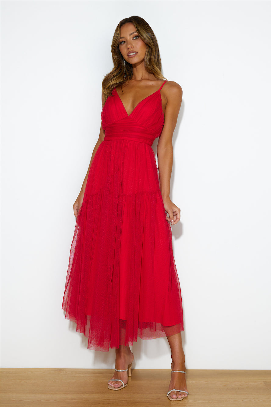 Be Seen In This Midi Dress Red