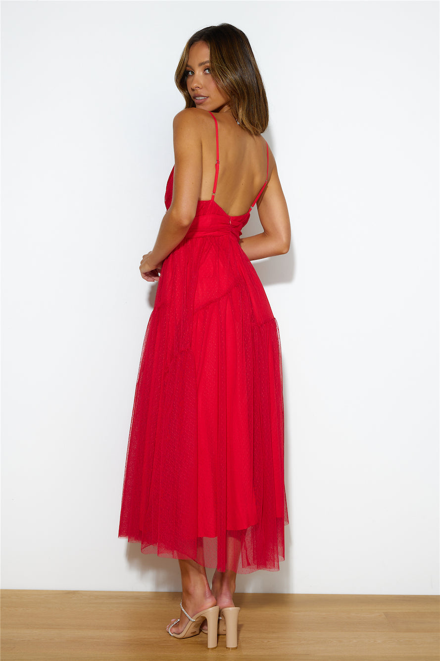 Be Seen In This Midi Dress Red