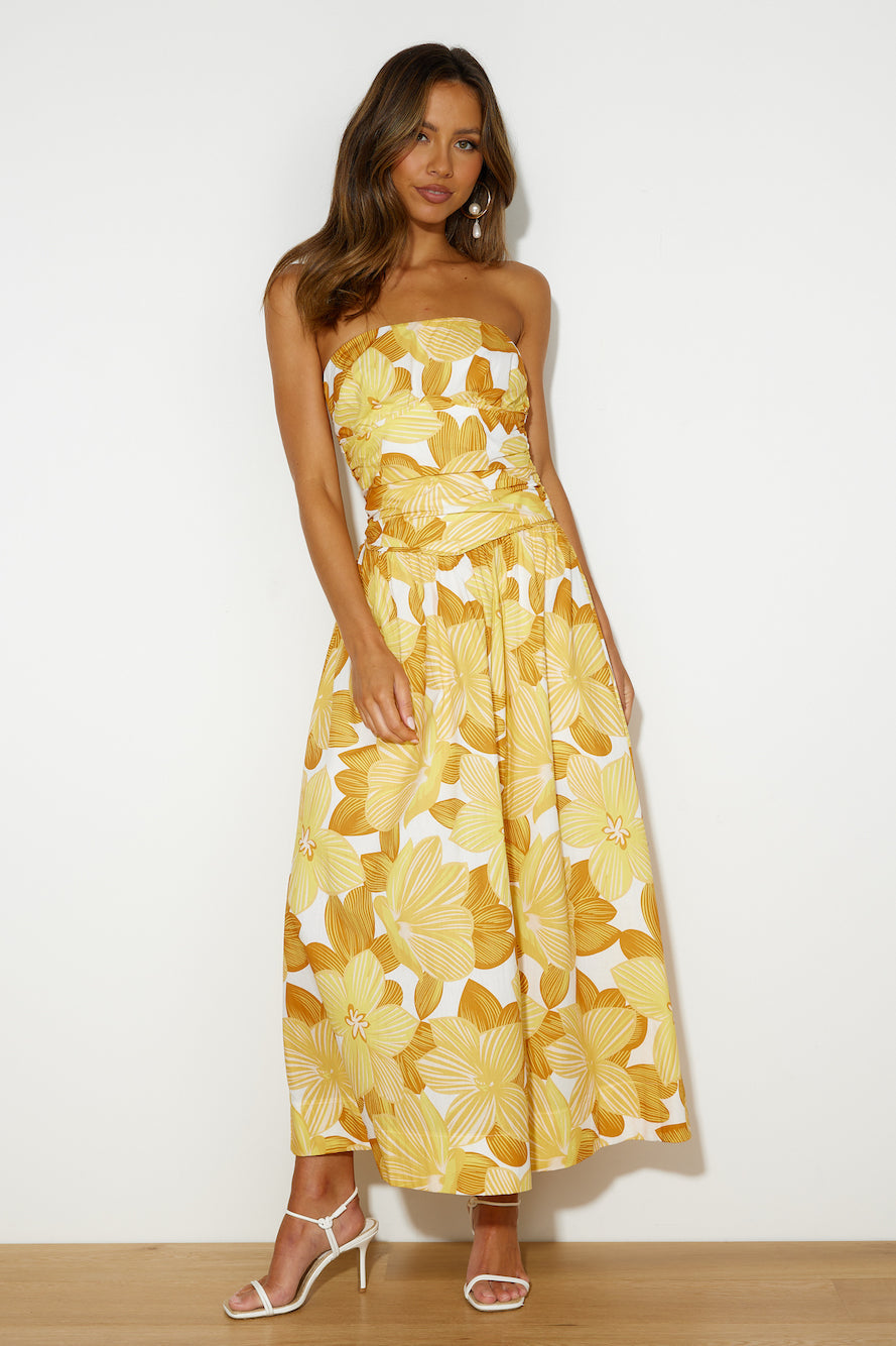 Field Of Sunflowers Midi Dress Yellow