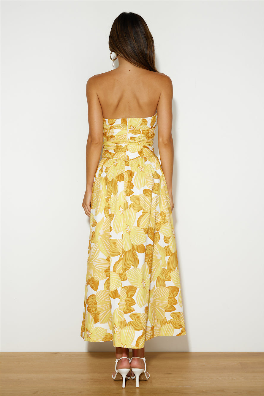 Field Of Sunflowers Midi Dress Yellow