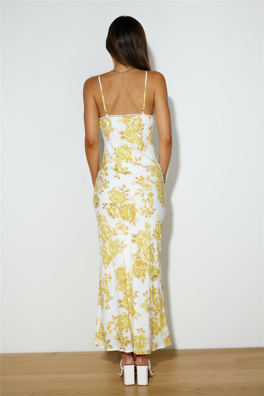 Sweetest Face Satin Maxi Dress Yellow