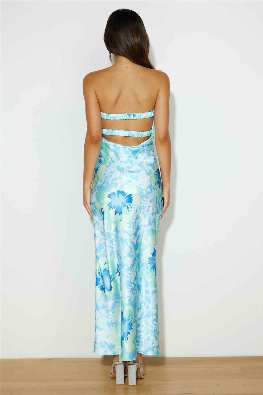Own The Style Satin Maxi Dress Blue