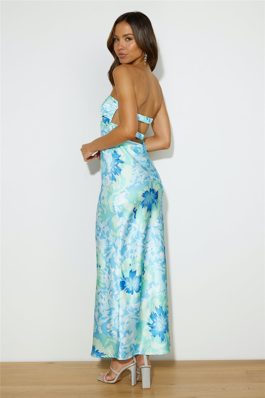Own The Style Satin Maxi Dress Blue