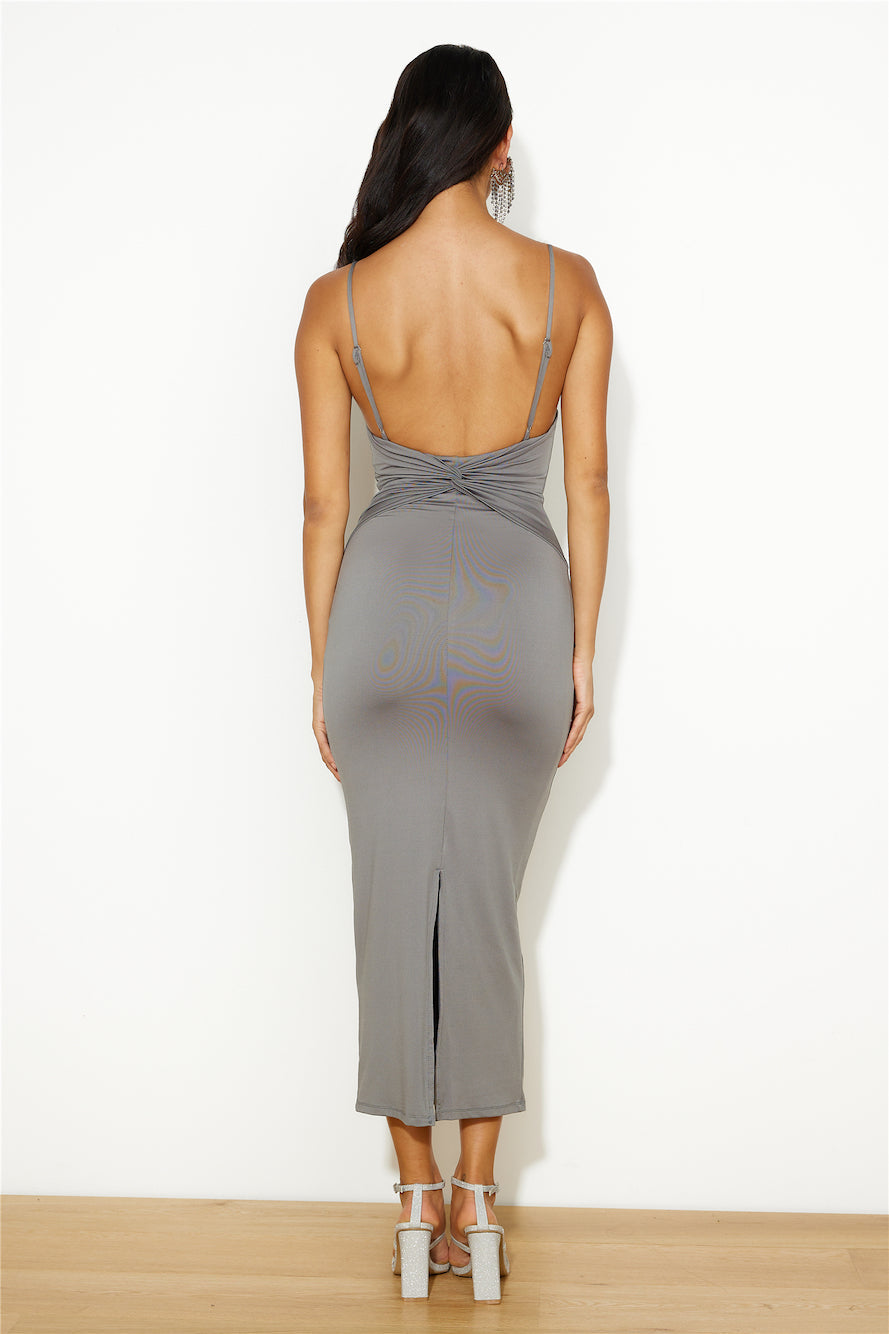 Twist For Me Maxi Dress Charcoal