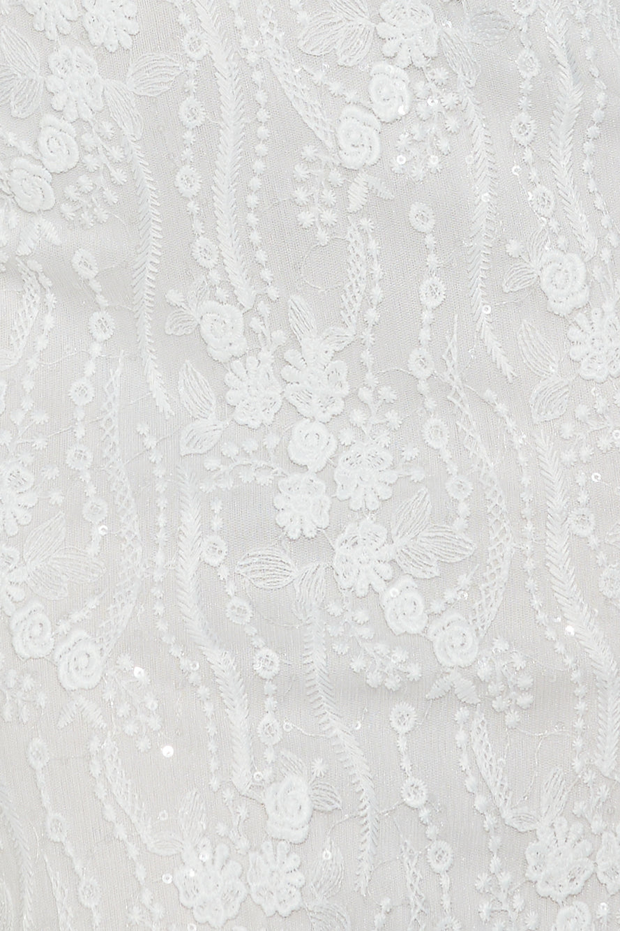 Diamond Ring Lace Maxi Dress White