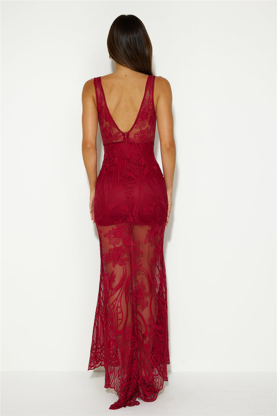 Choose Style Lace Maxi Dress Wine