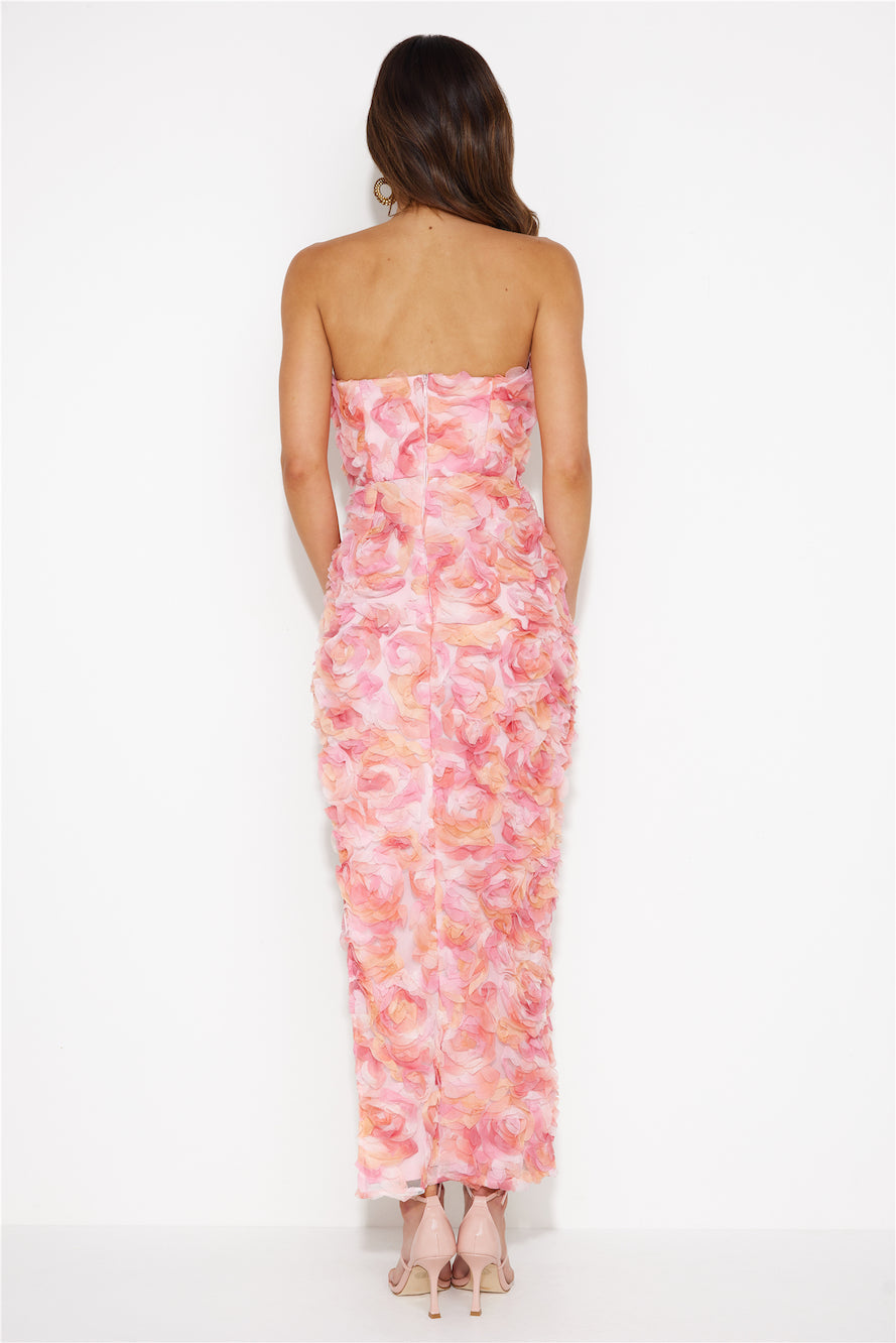 Buy Me Flowers Tulle Midi Dress Pink