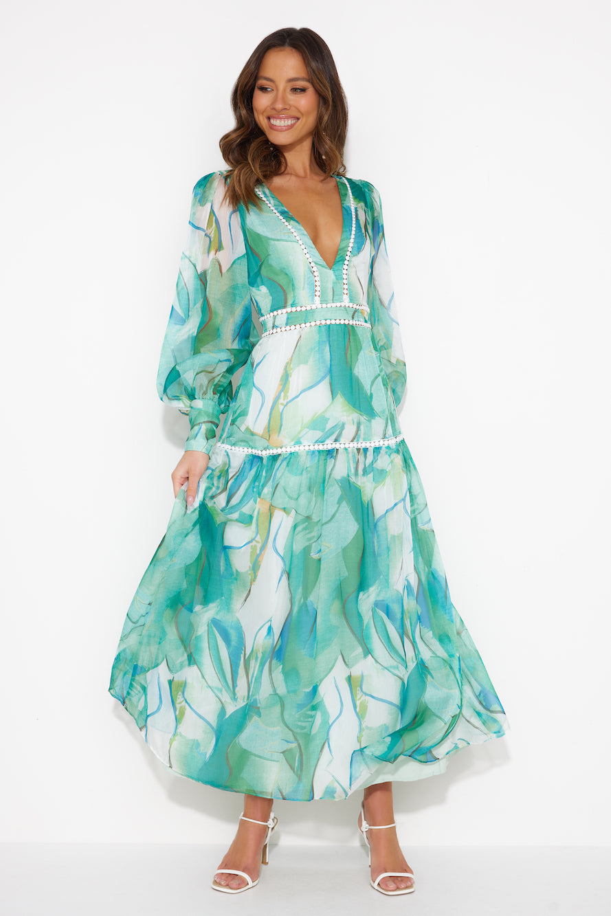 On A Retreat Maxi Dress Green