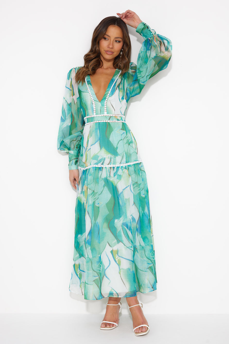On A Retreat Maxi Dress Green