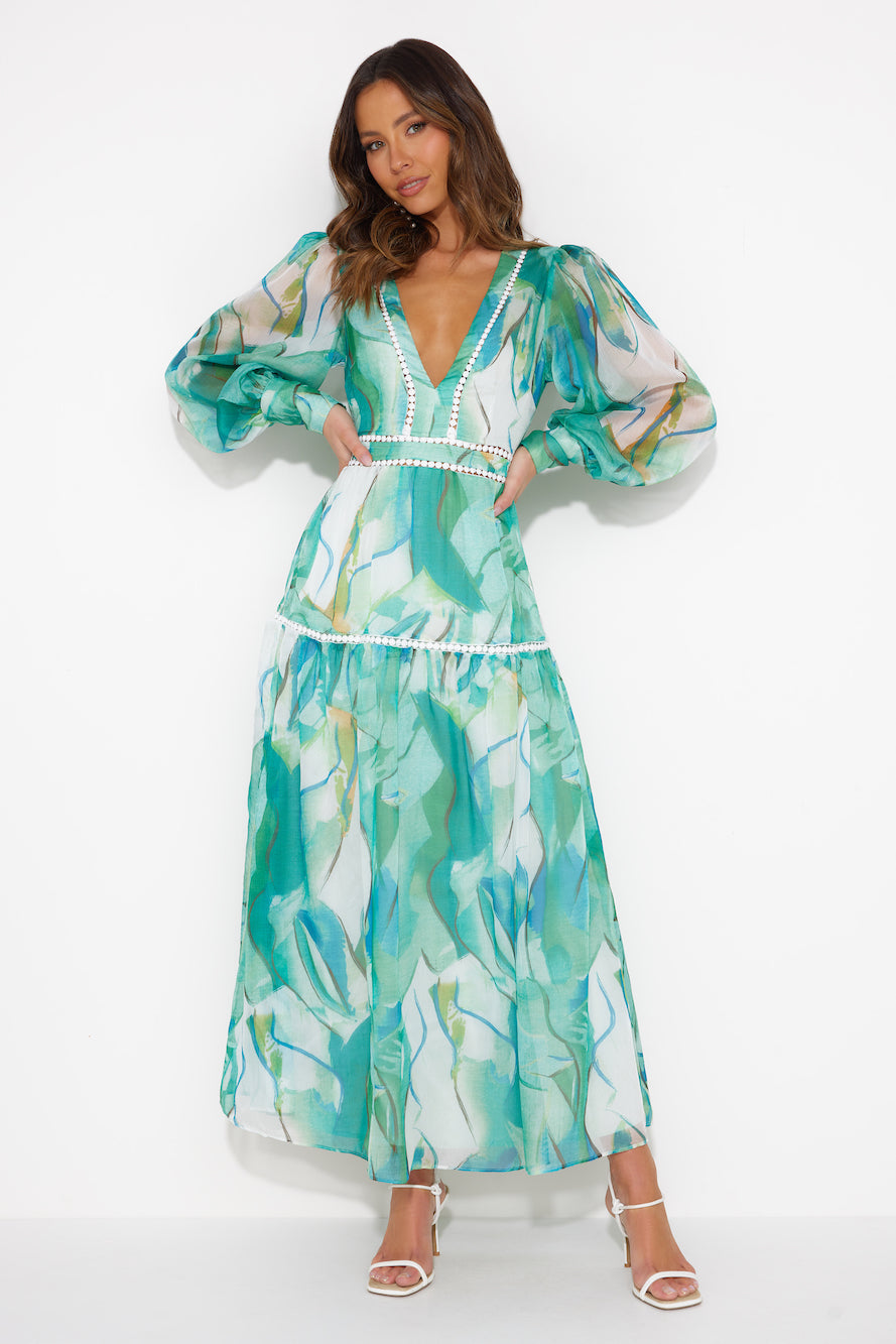 On A Retreat Maxi Dress Green