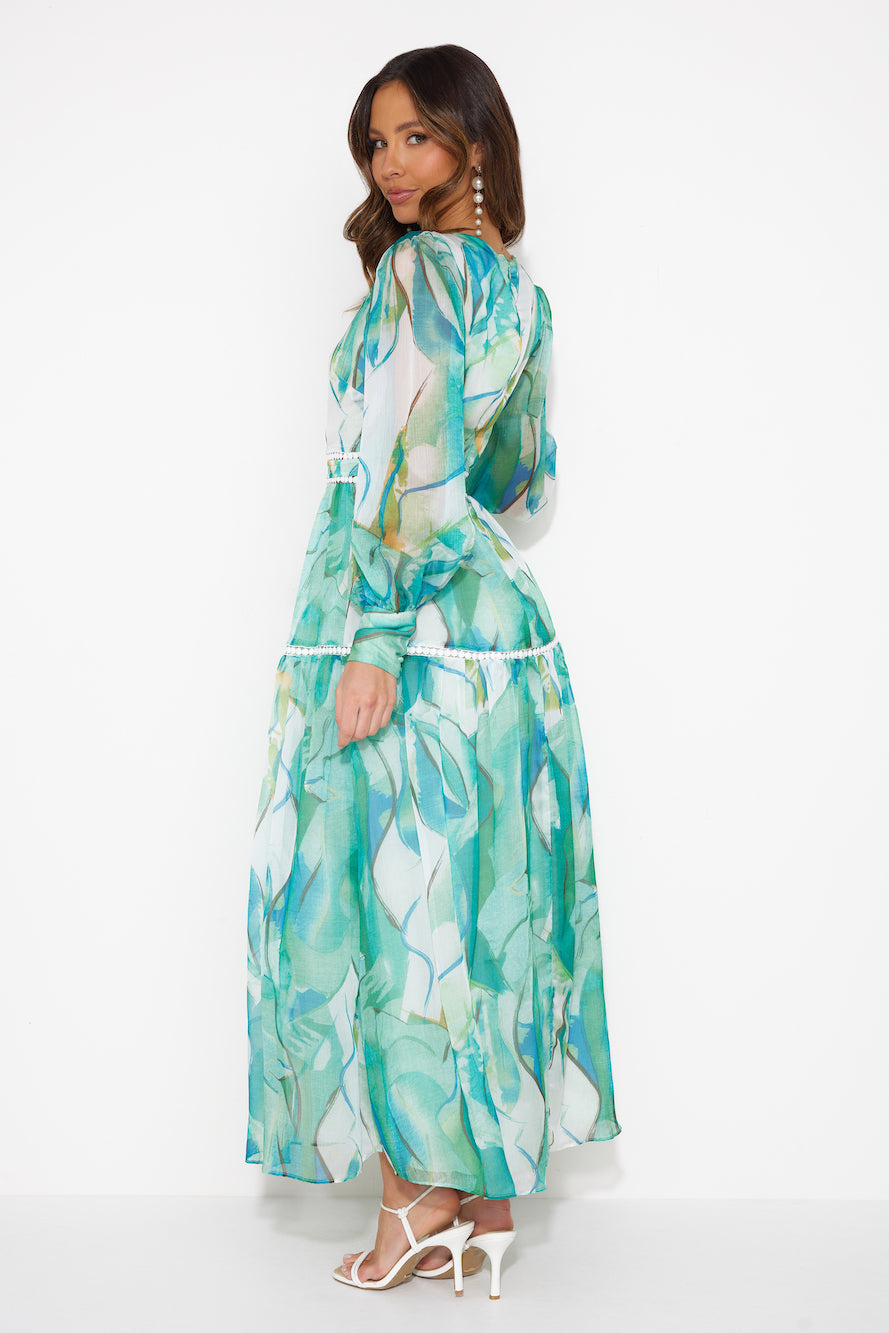 On A Retreat Maxi Dress Green