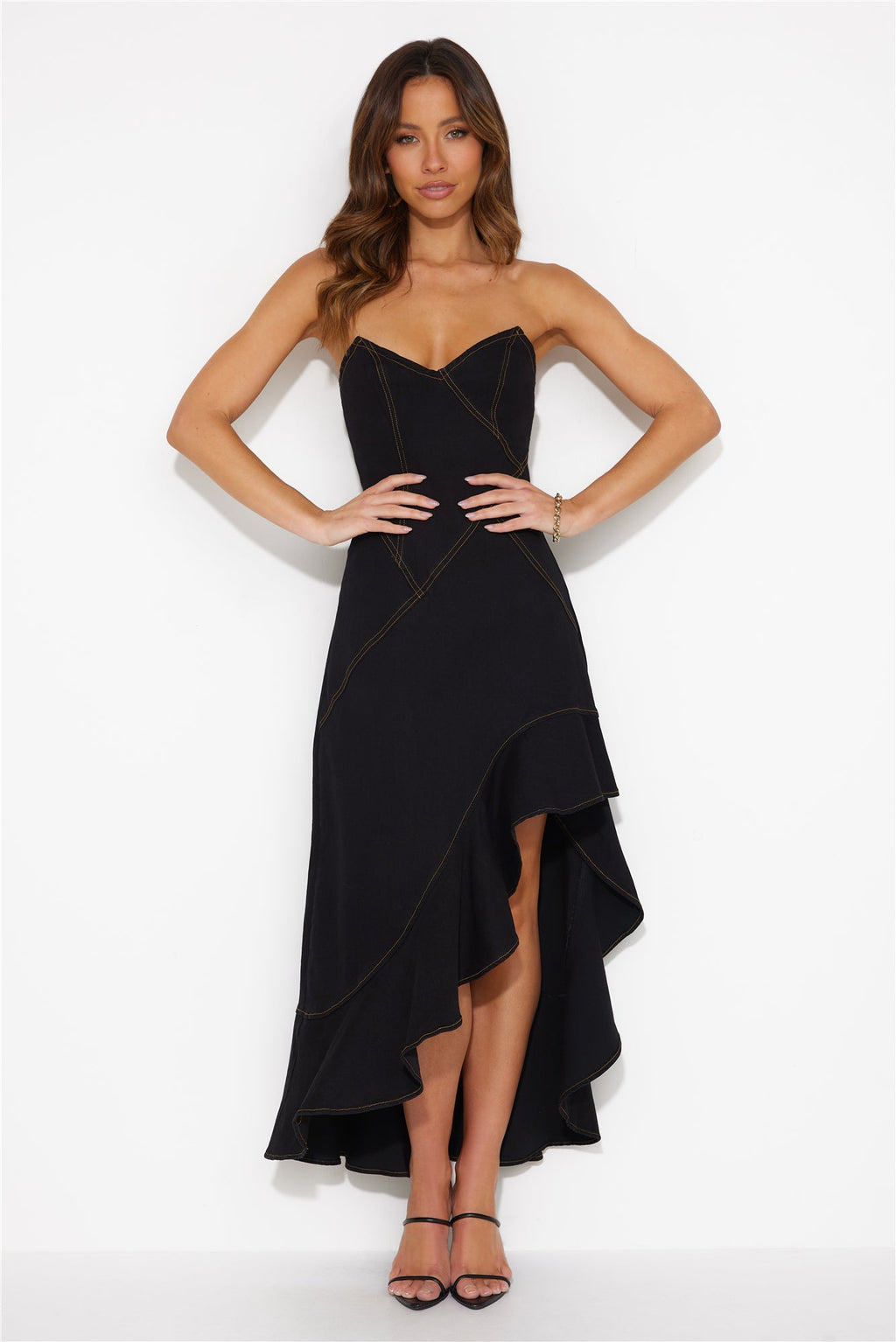 Ambitious Goals Denim Midi Dress Black