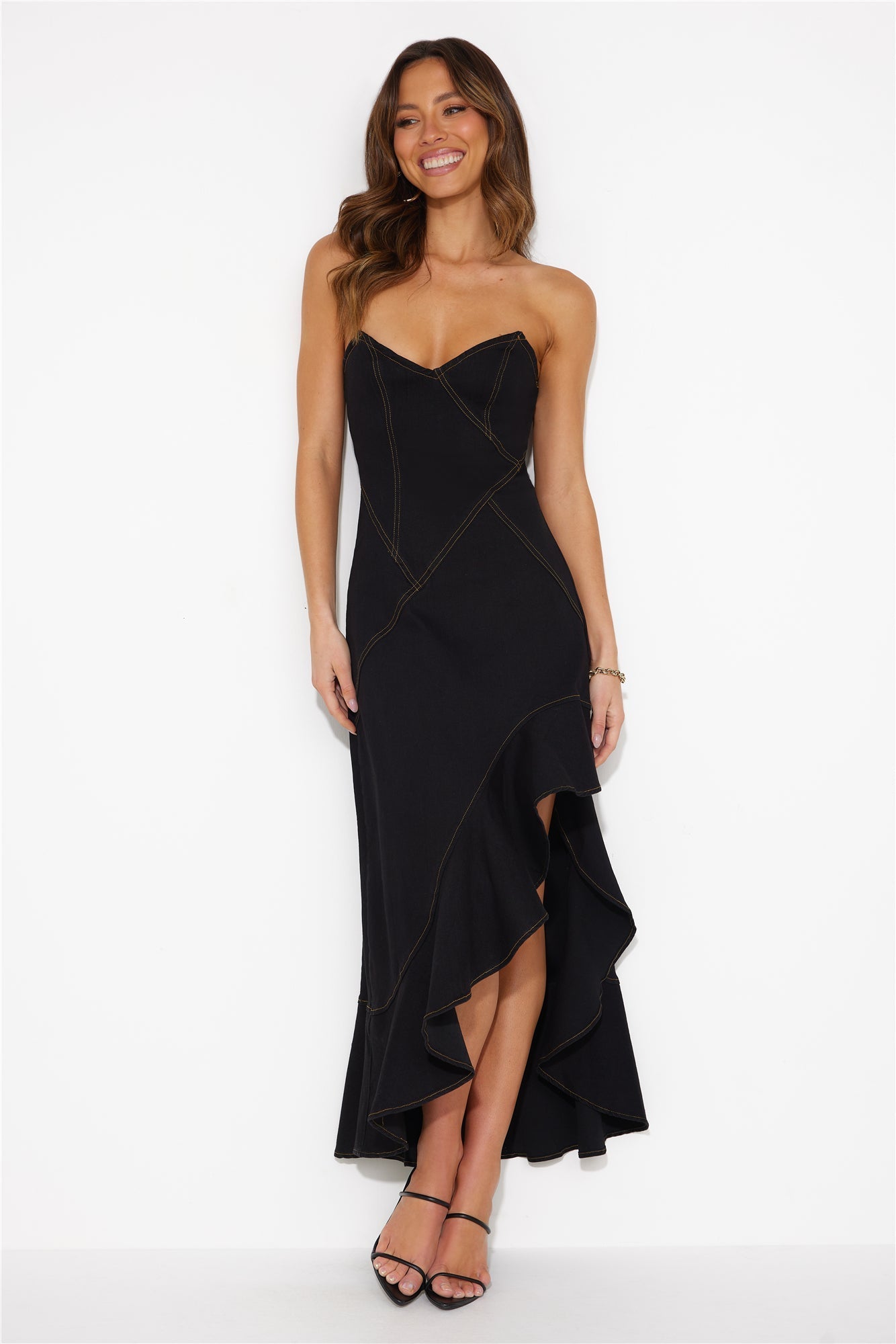 Ambitious Goals Denim Midi Dress Black