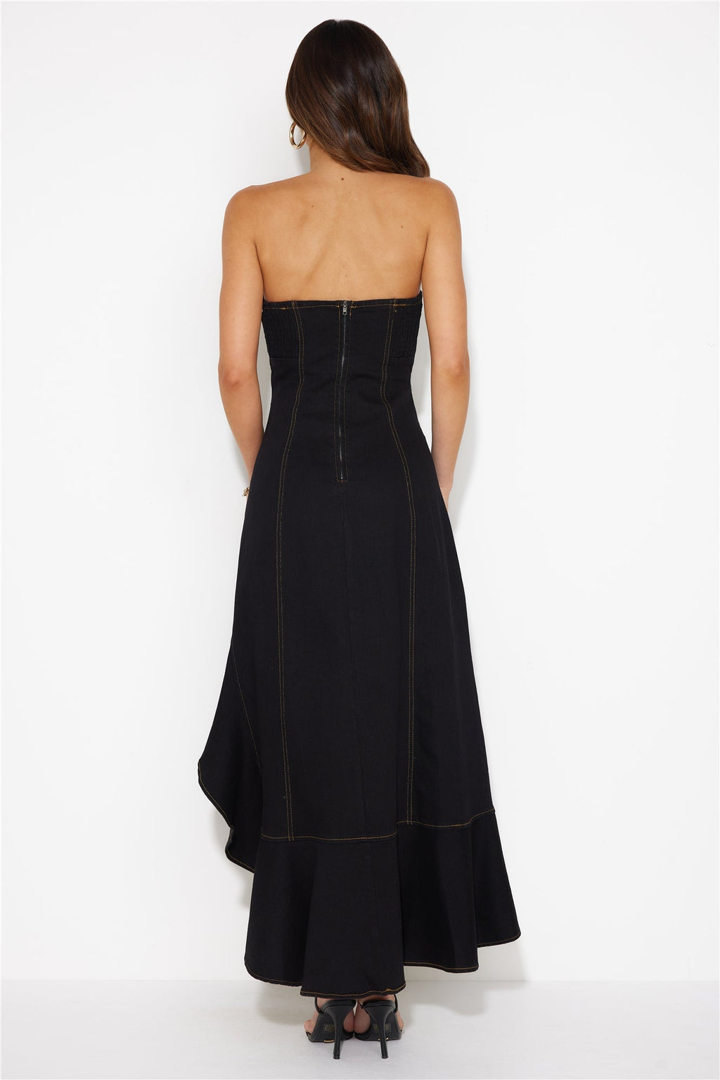 Ambitious Goals Denim Midi Dress Black