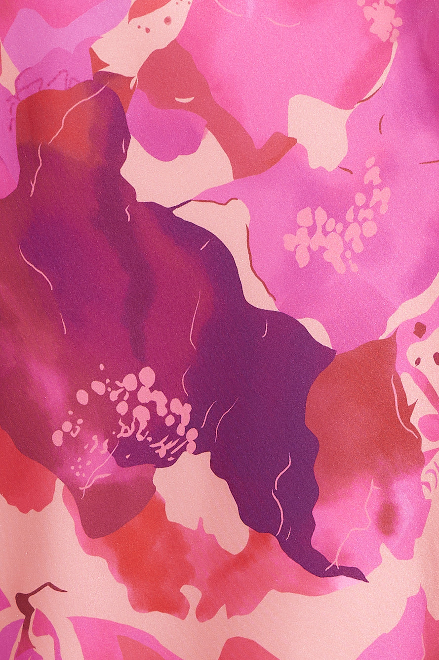 Color Bloom Strapless Satin Maxi Dress Pink