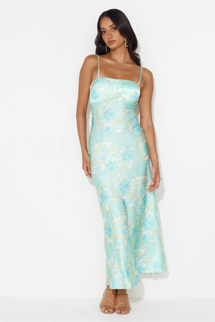 Girl To Girl Satin Maxi Dress Green