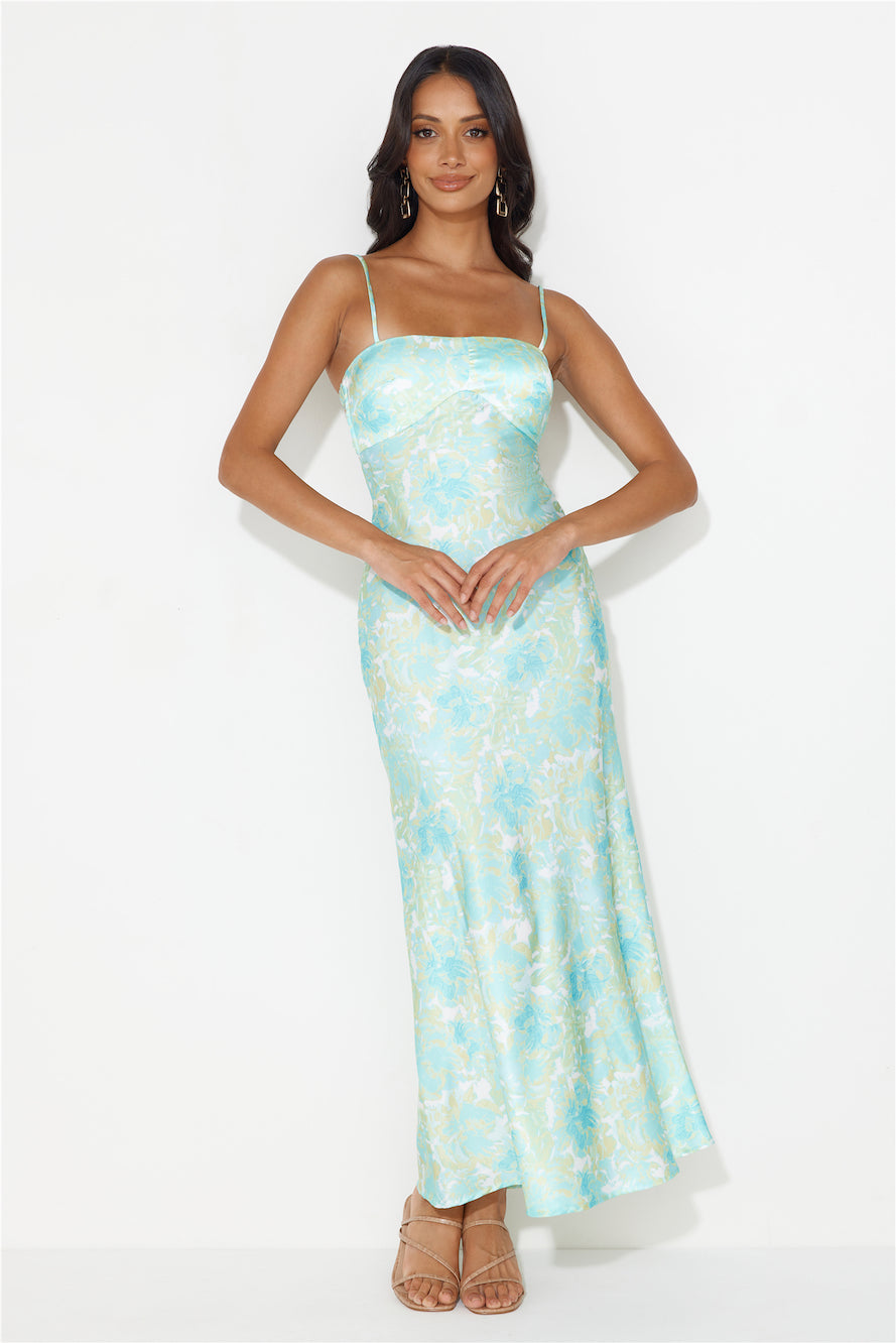 Girl To Girl Satin Maxi Dress Green