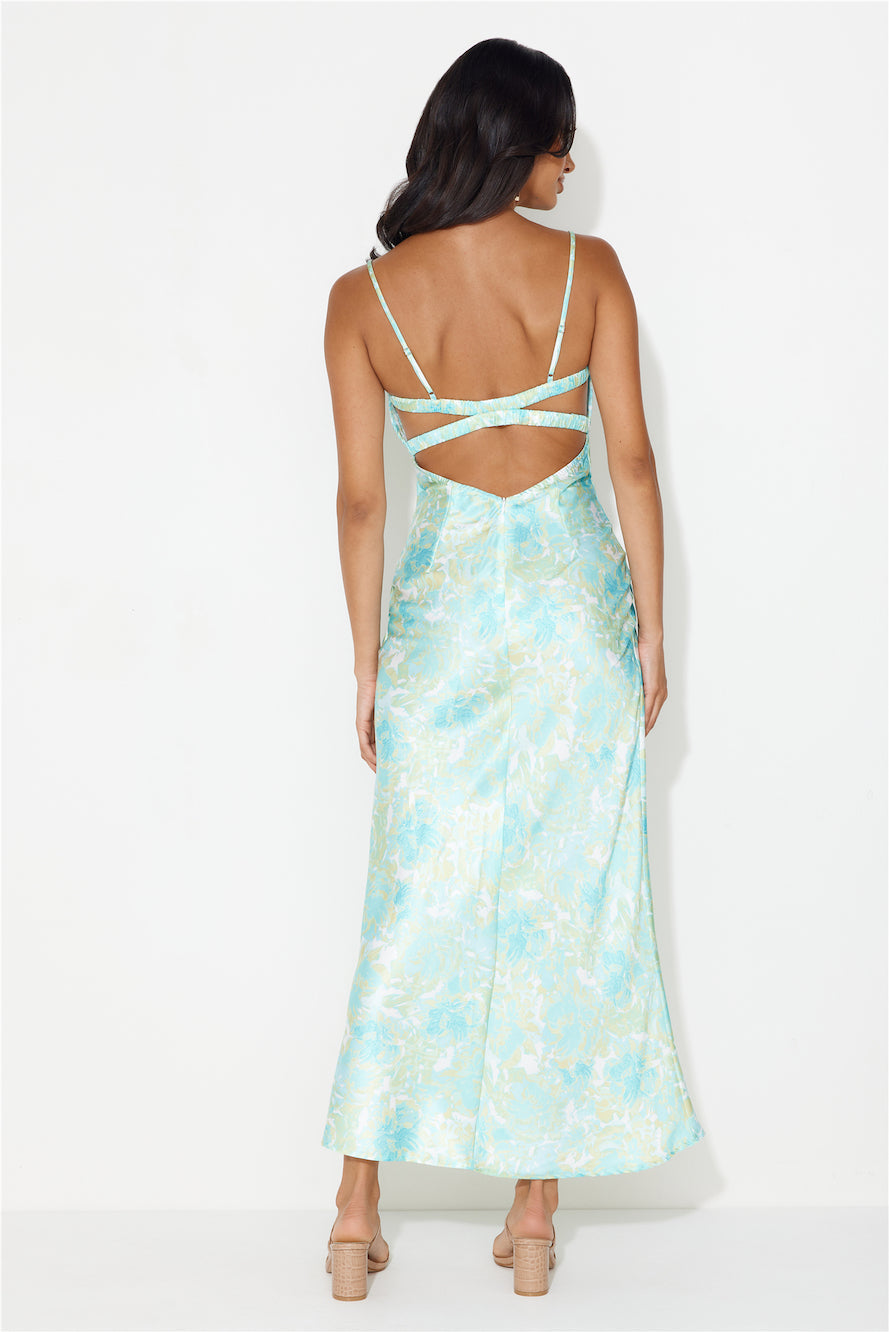 Girl To Girl Satin Maxi Dress Green