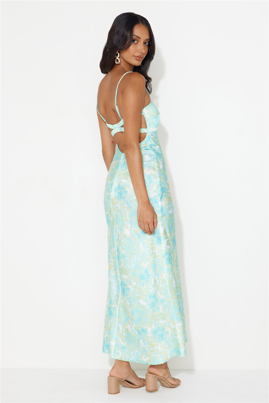 Girl To Girl Satin Maxi Dress Green