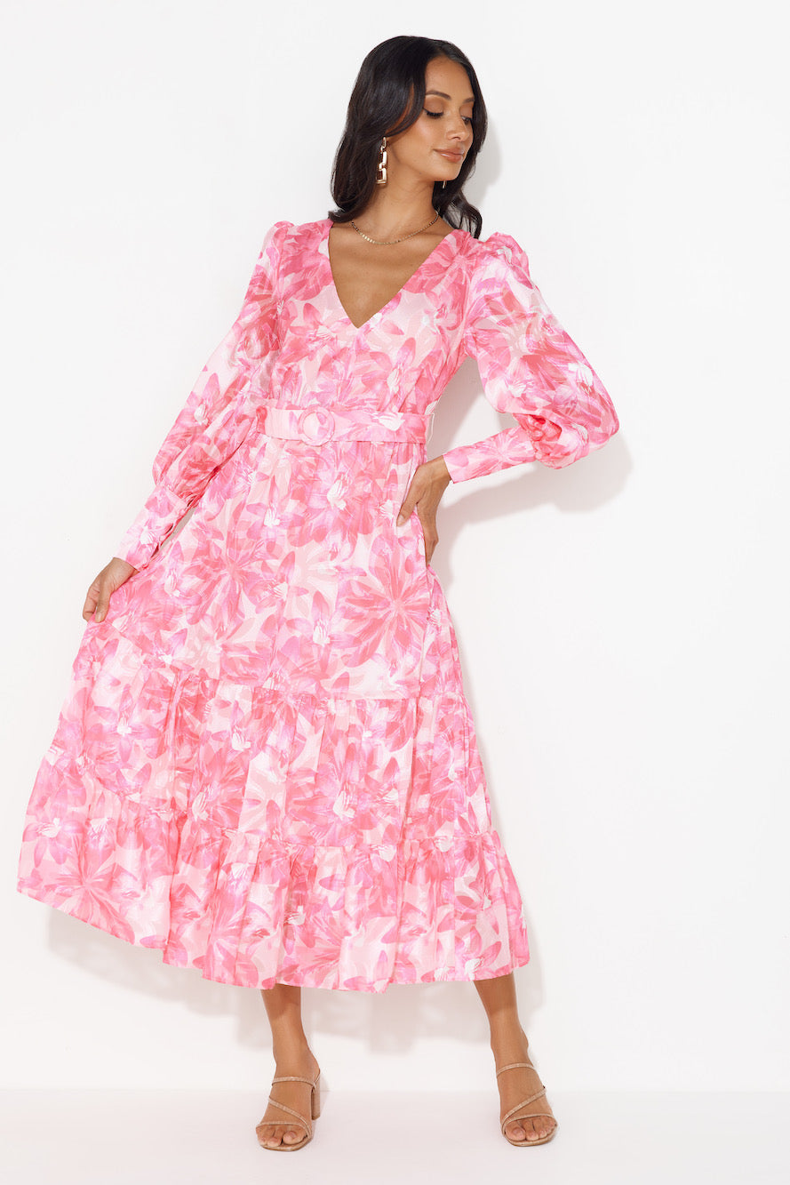 Perfection Takes Time Long Sleeve Maxi Dress Pink