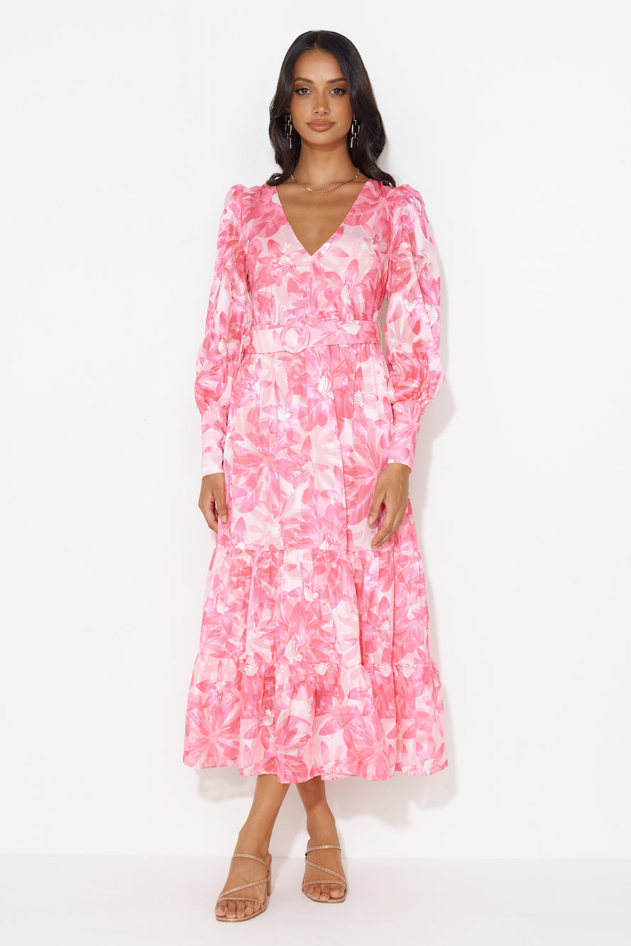 Perfection Takes Time Long Sleeve Maxi Dress Pink