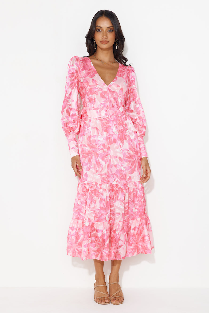 Perfection Takes Time Long Sleeve Maxi Dress Pink