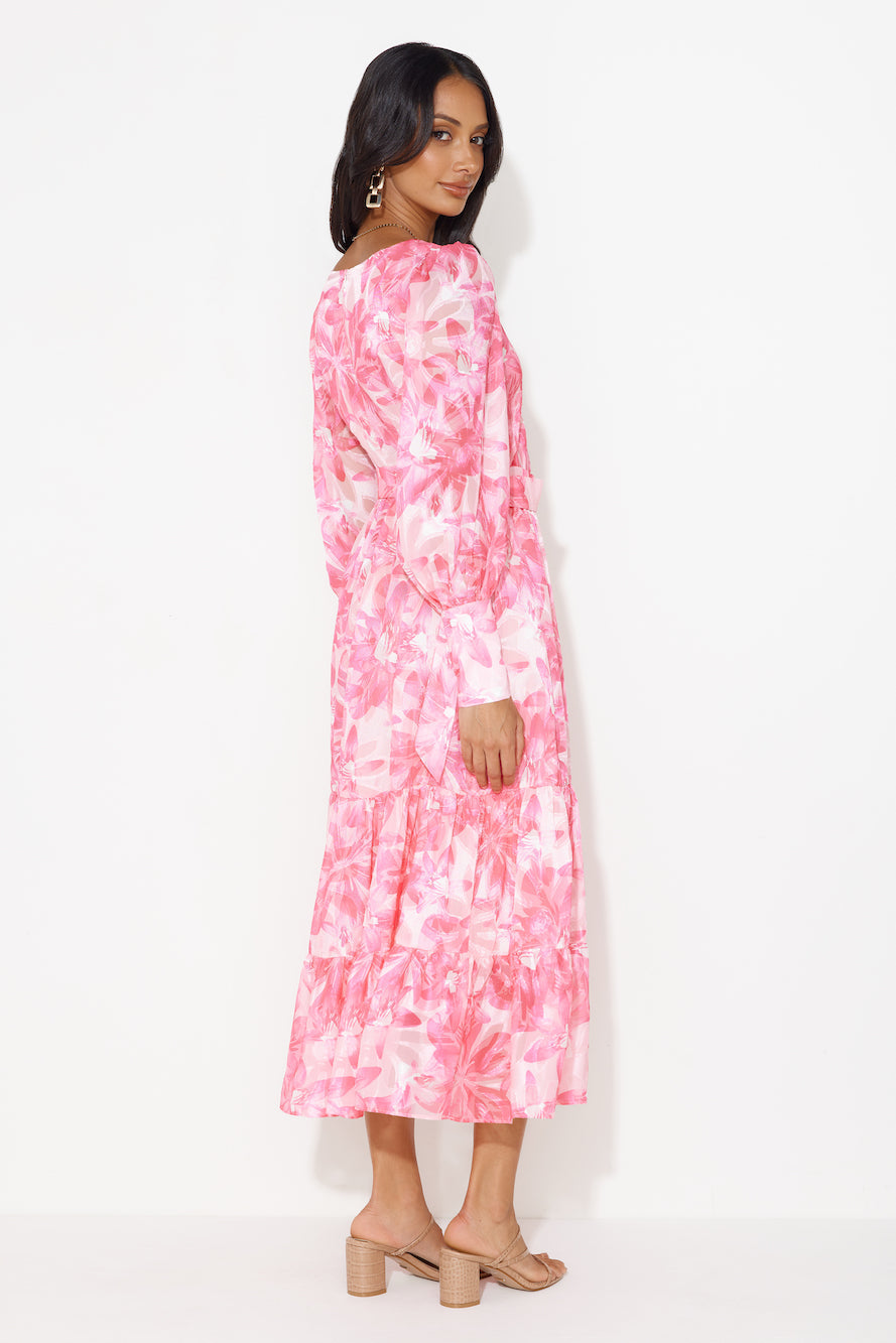 Perfection Takes Time Long Sleeve Maxi Dress Pink
