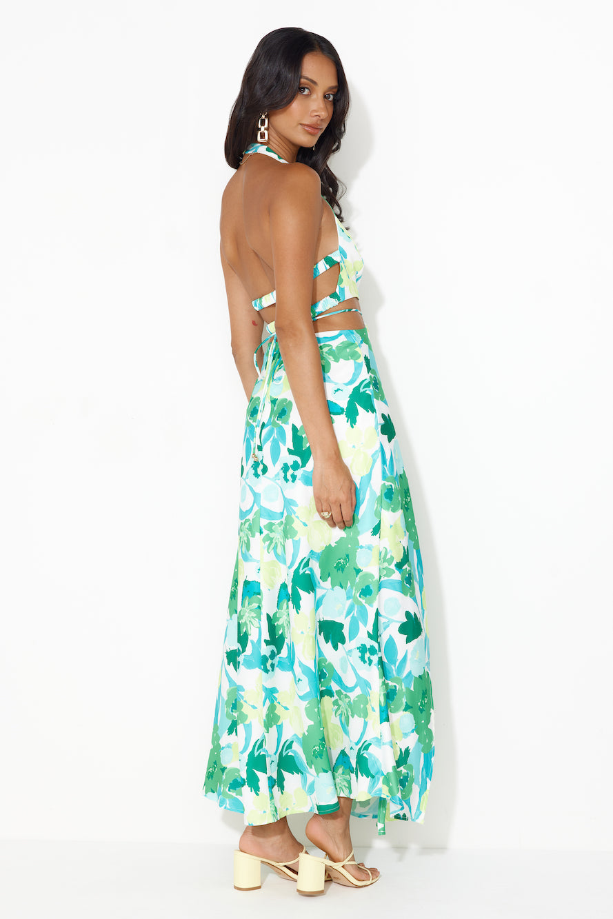 Paradise Island Halter Maxi Dress Green