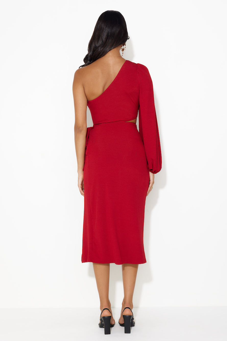 Feeling Snatched Midi Dress Burgundy