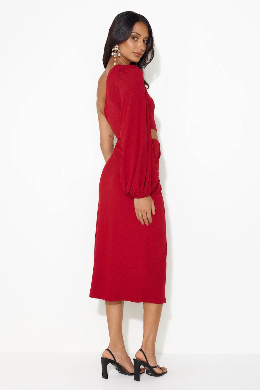 Feeling Snatched Midi Dress Burgundy