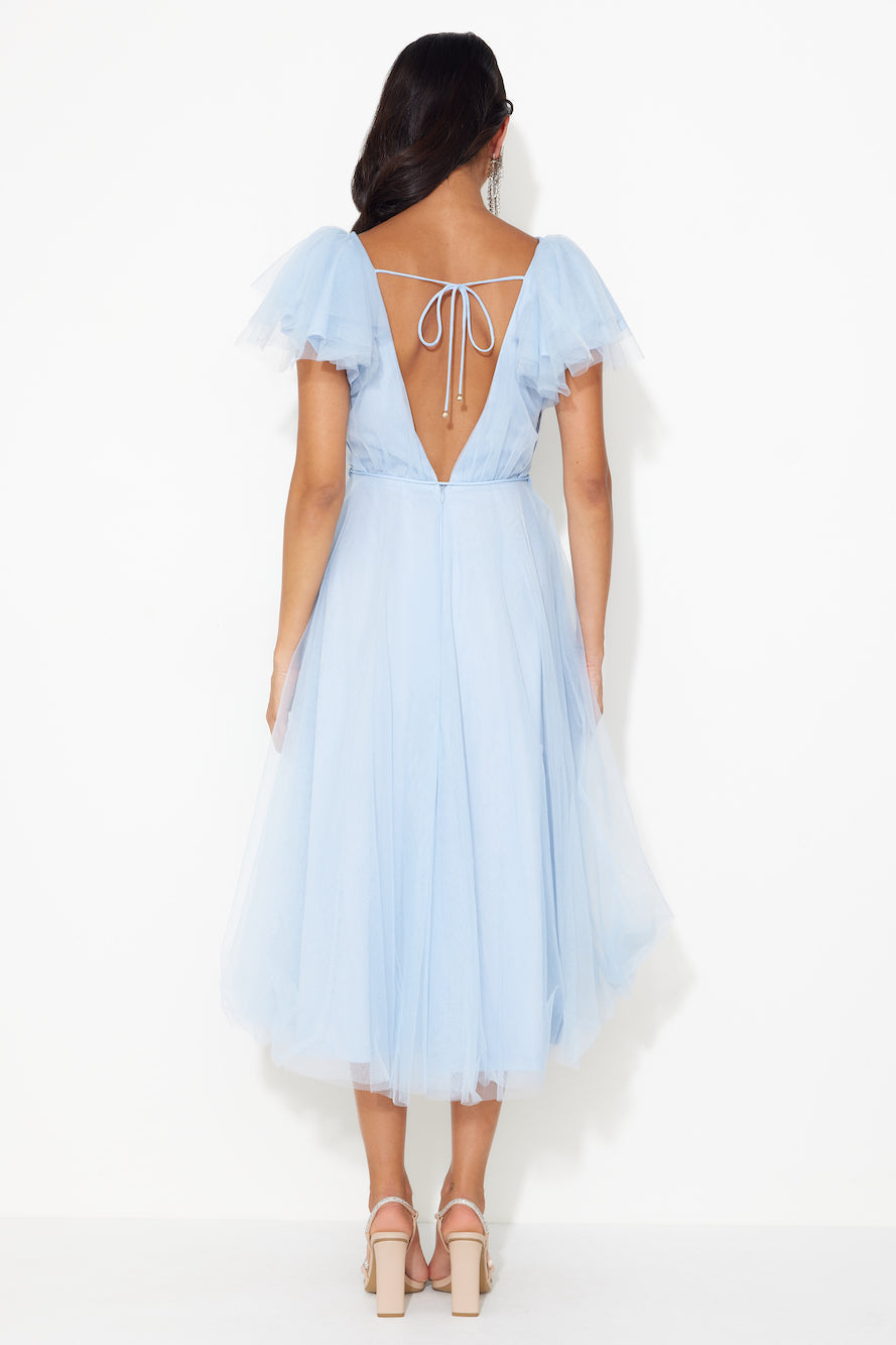 Bells Are Ringing Tulle Midi Dress Blue
