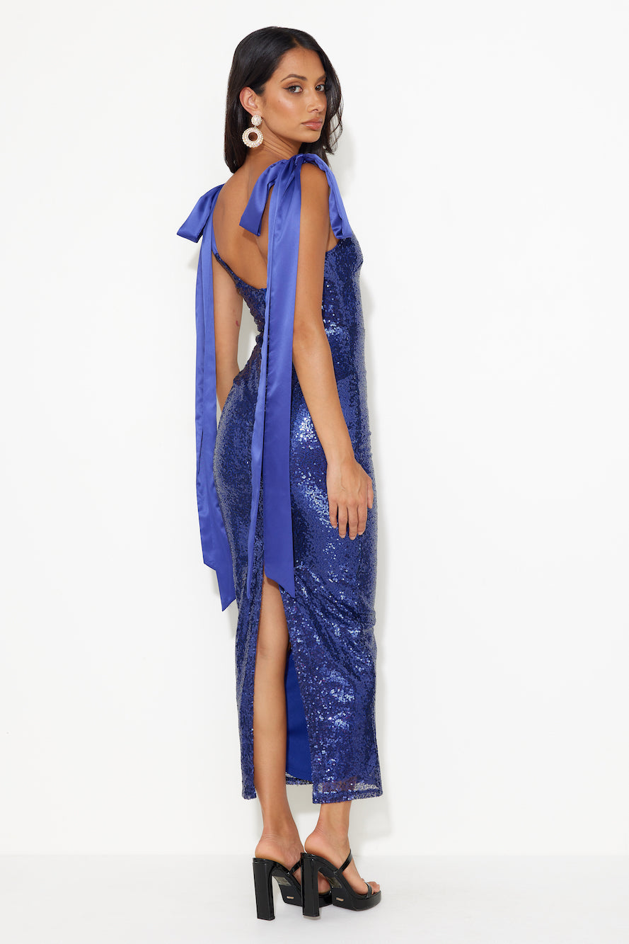 Camera Flash Sequin Maxi Dress Blue