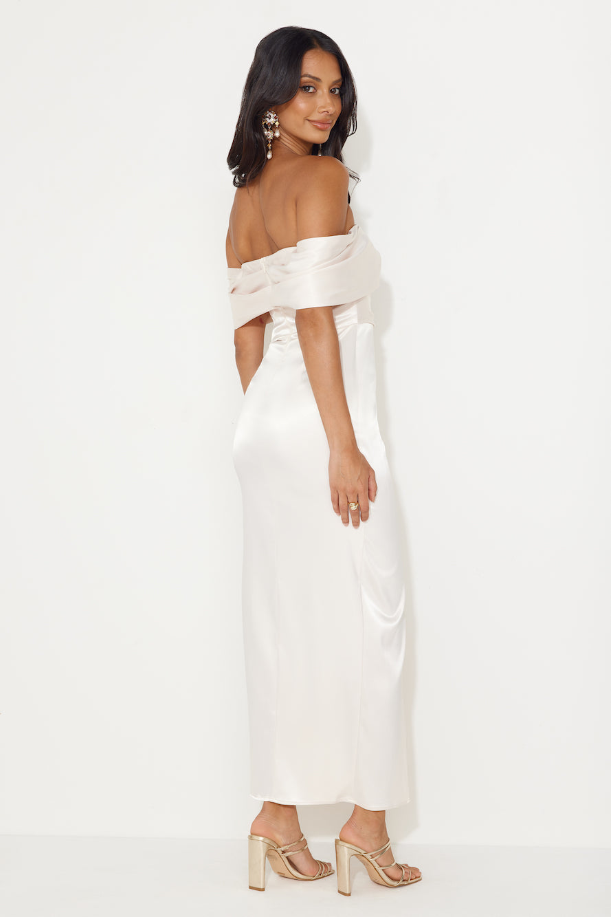 Formal Affair Satin Maxi Dress Pearl